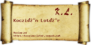 Koczián Lotár névjegykártya